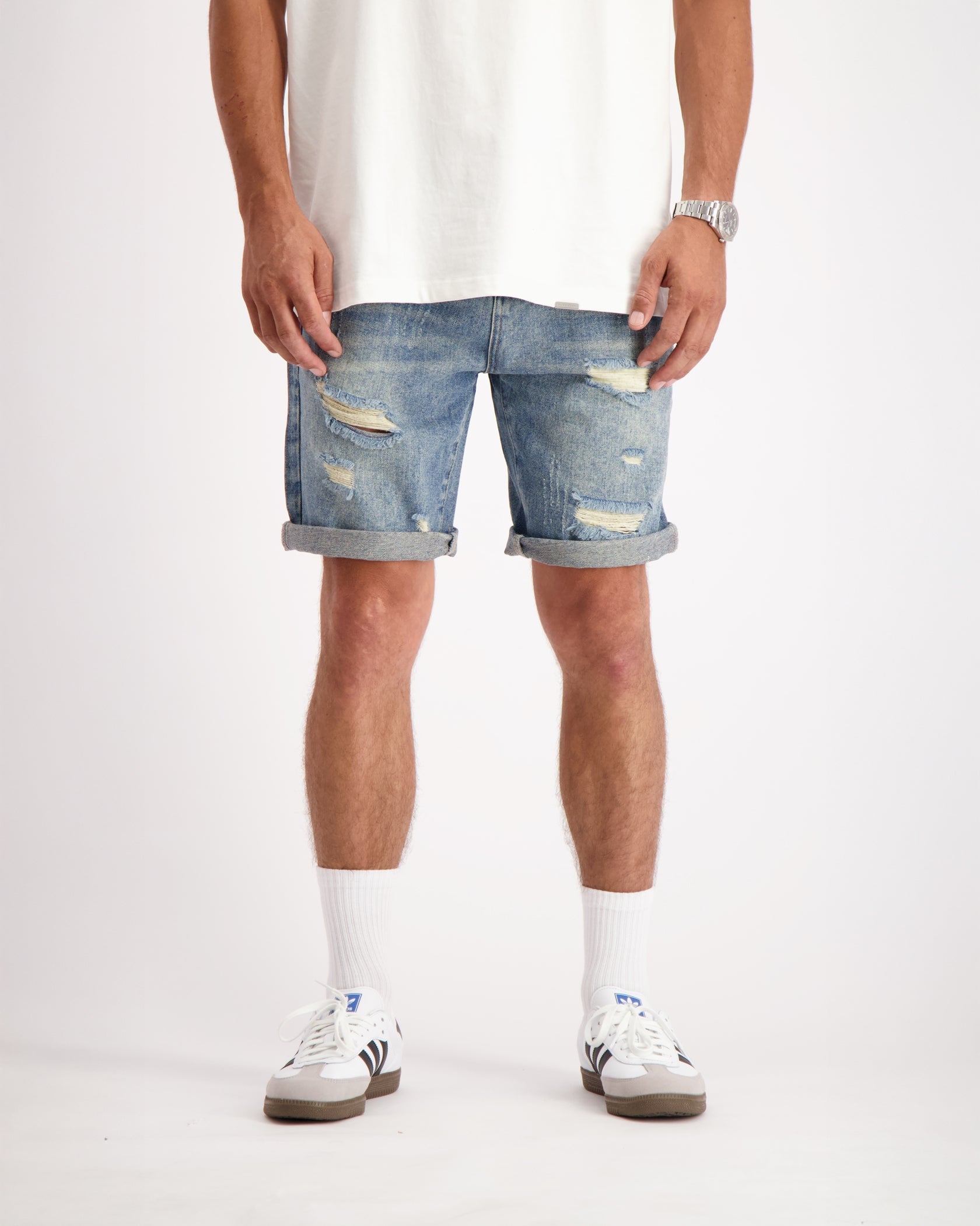 CULOTE DENIM DISTRESSED | Azul