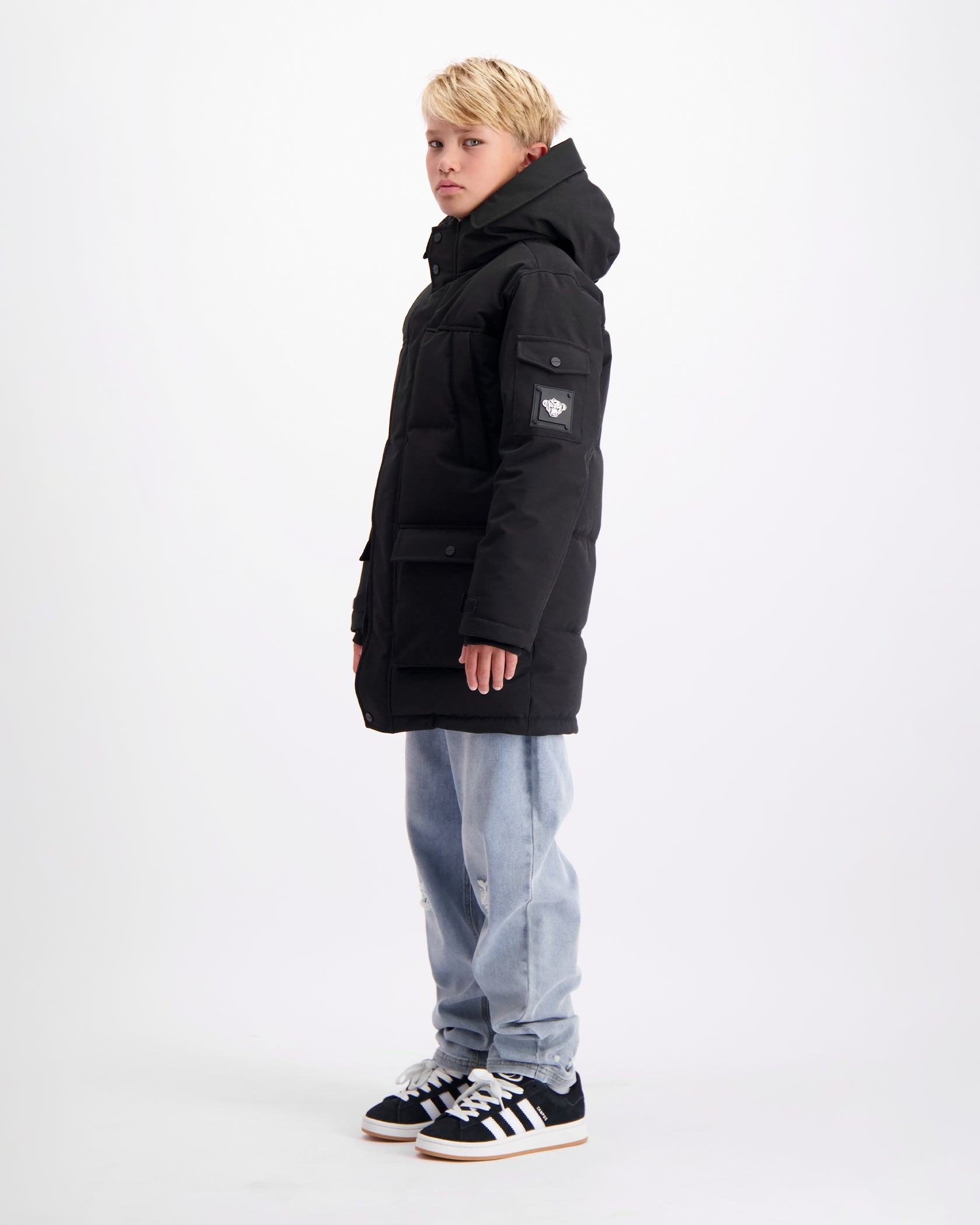 CHAQUETA PARKA DE PLATE PARA NIÑOS NEGRA
