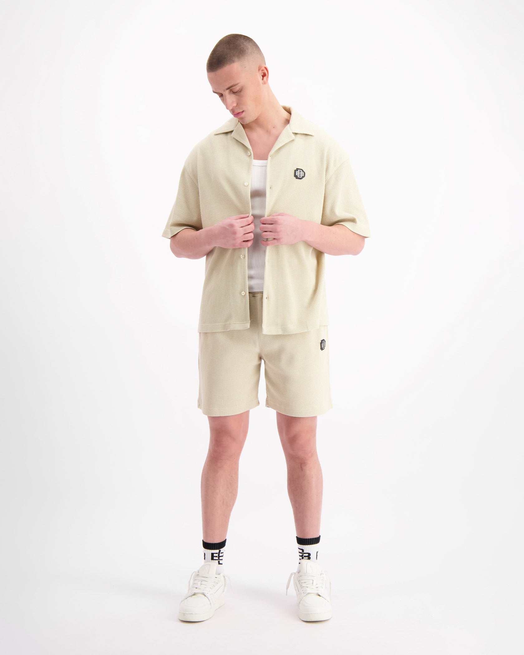 CAMISETA MONOGRAM WAFFLE | Beige