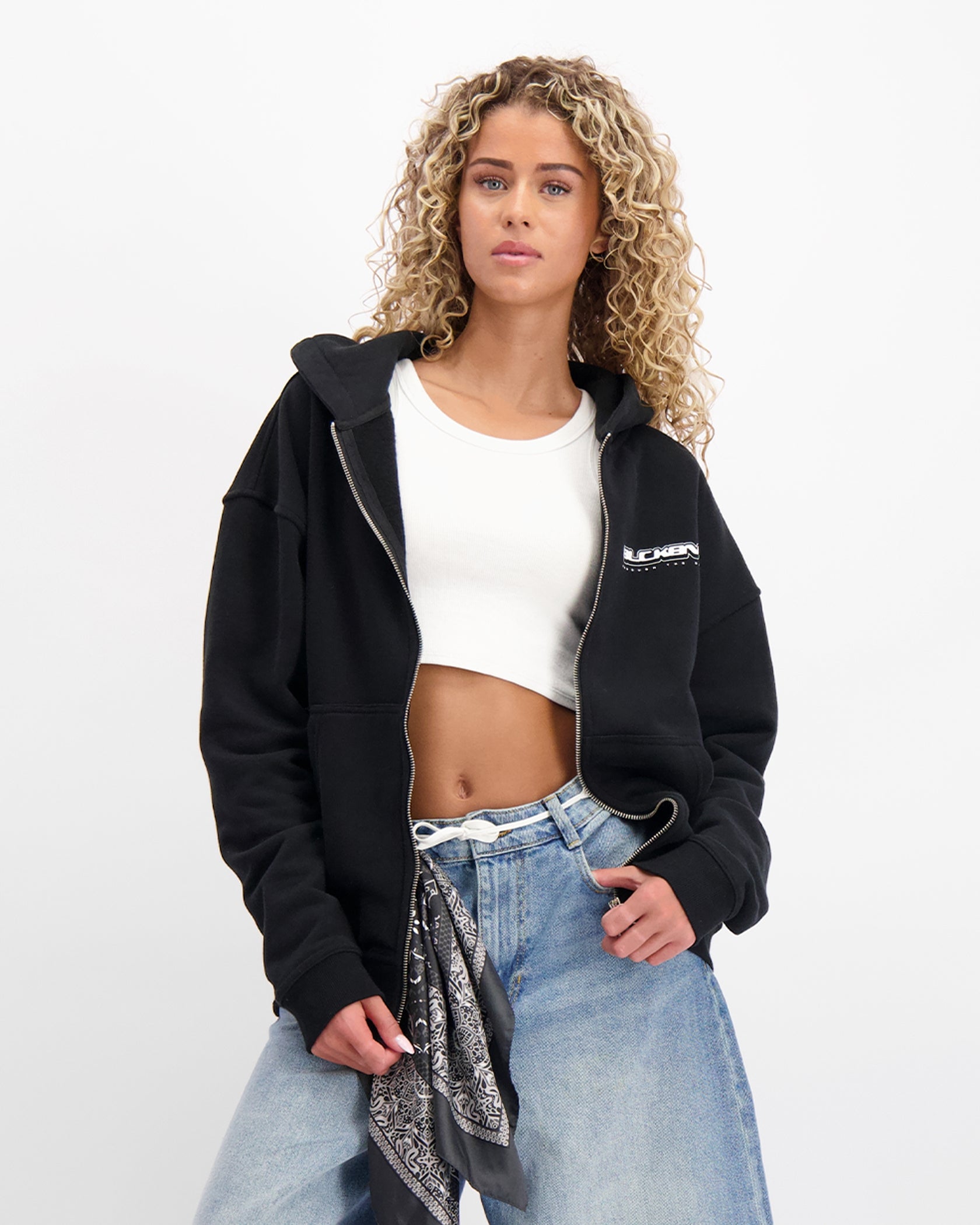 SUDADERA TTD ZIP | Negra