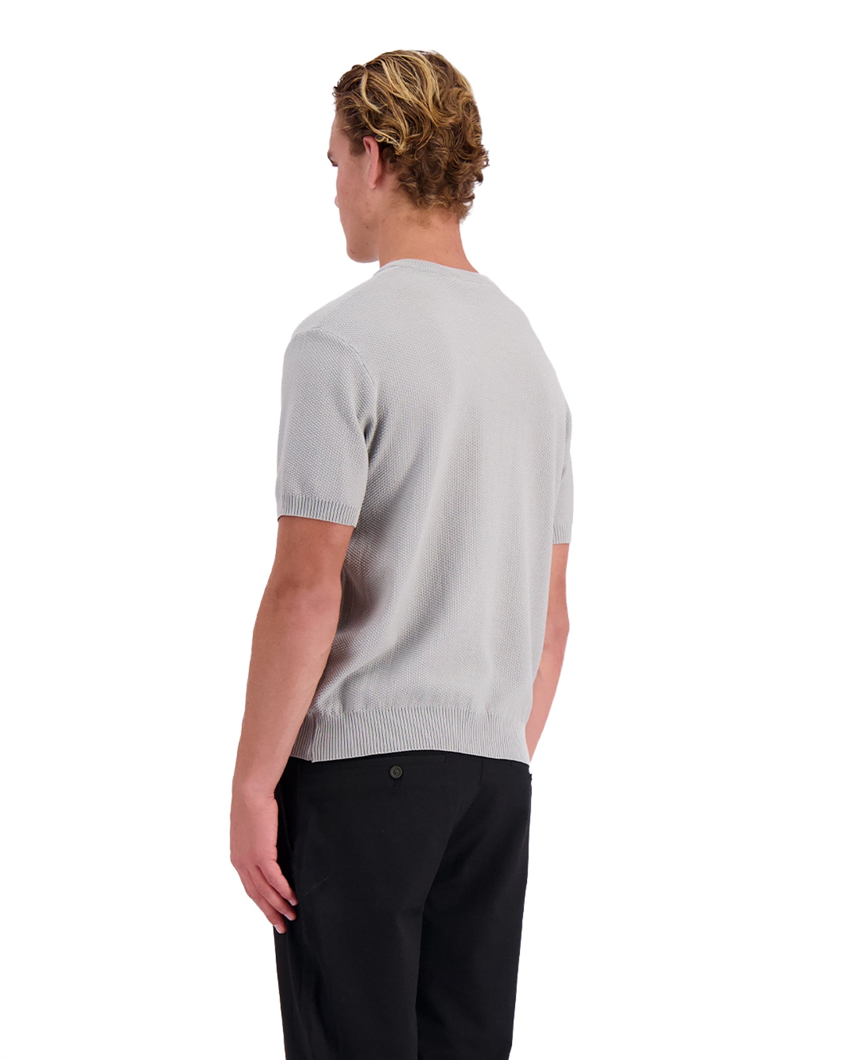 WAFLE KNIT HENLEY | gris