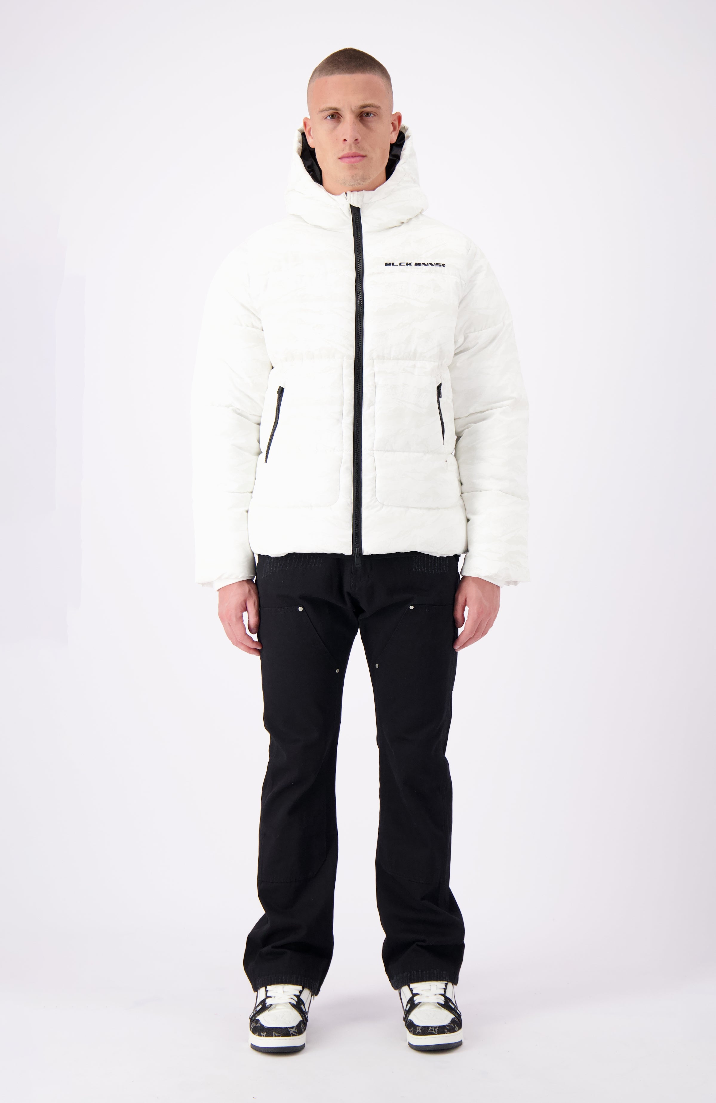 BLOCK FREEZE PUFFER JACKET | Blanco