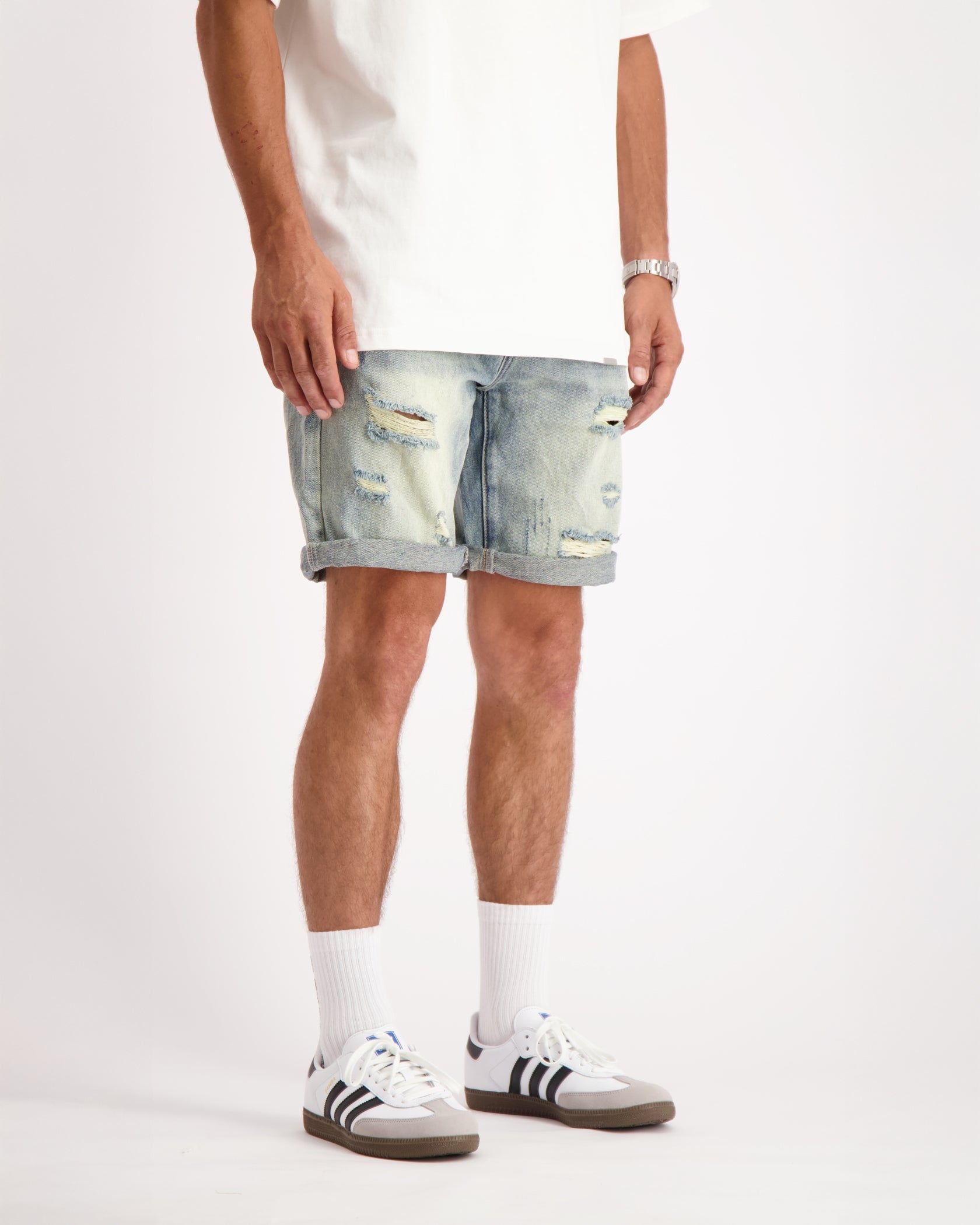 Pantalones cortos de mezclilla DISTRESSED Azul claro