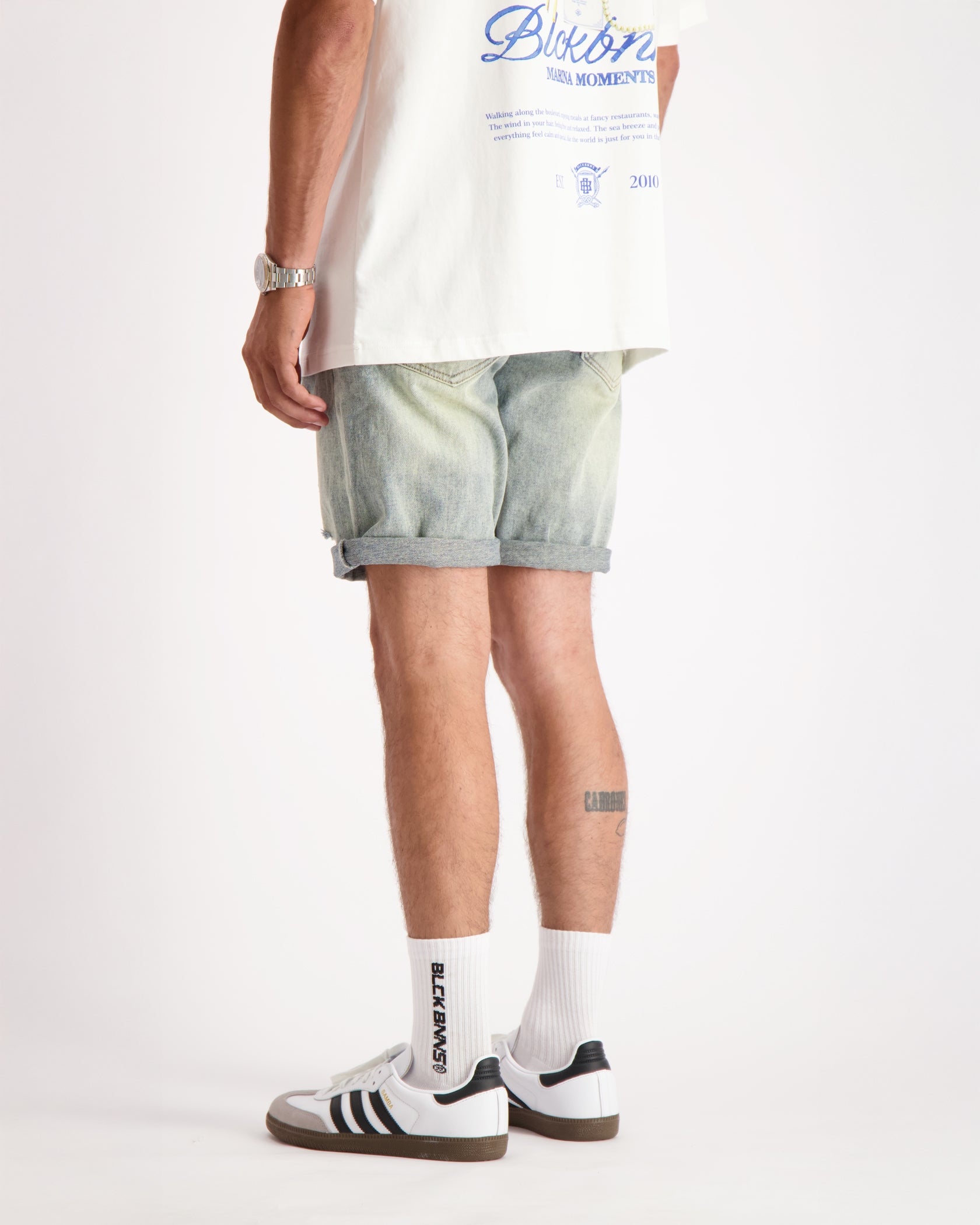 Pantalones cortos de mezclilla DISTRESSED Azul claro