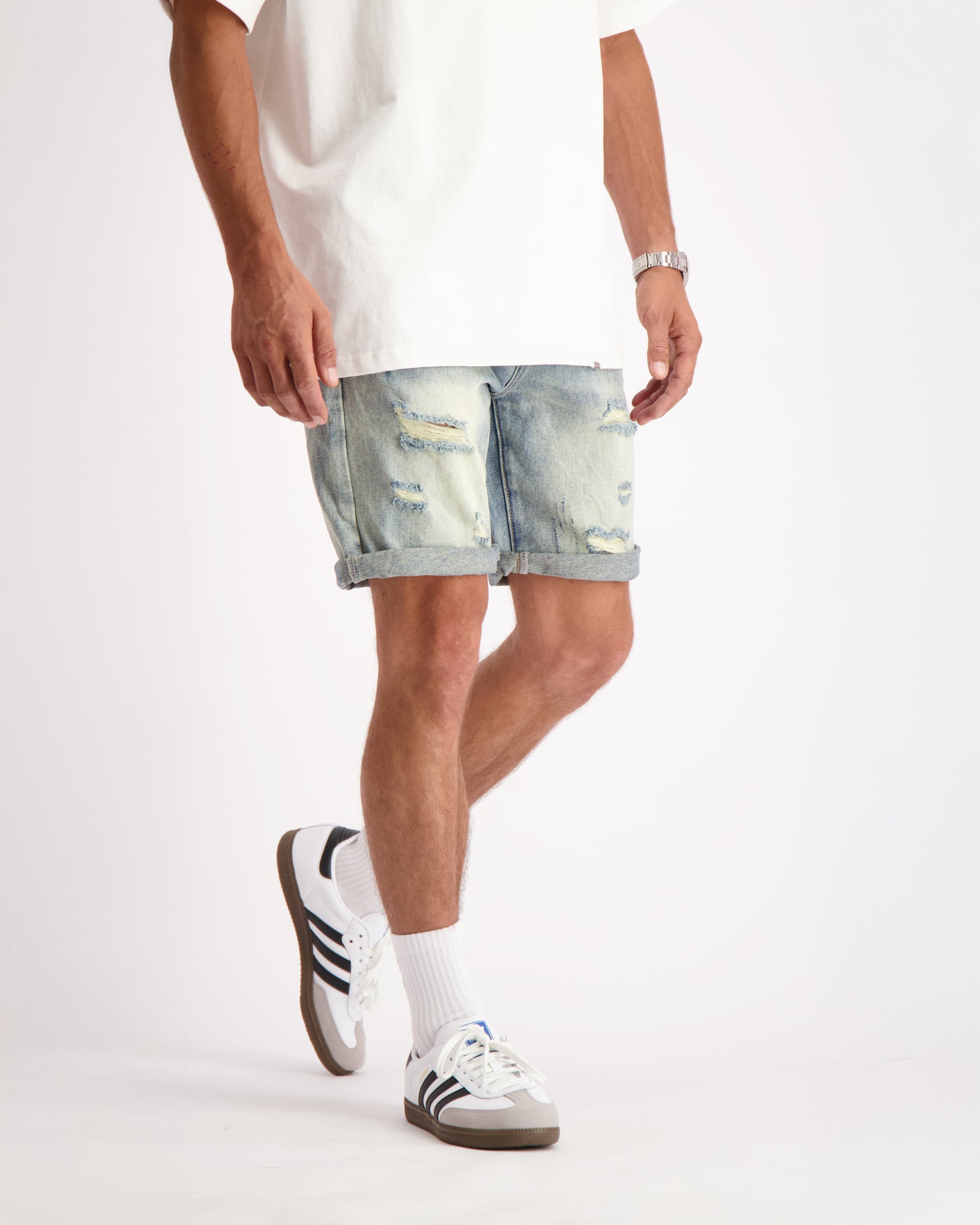 Pantalones cortos de mezclilla DISTRESSED Azul claro