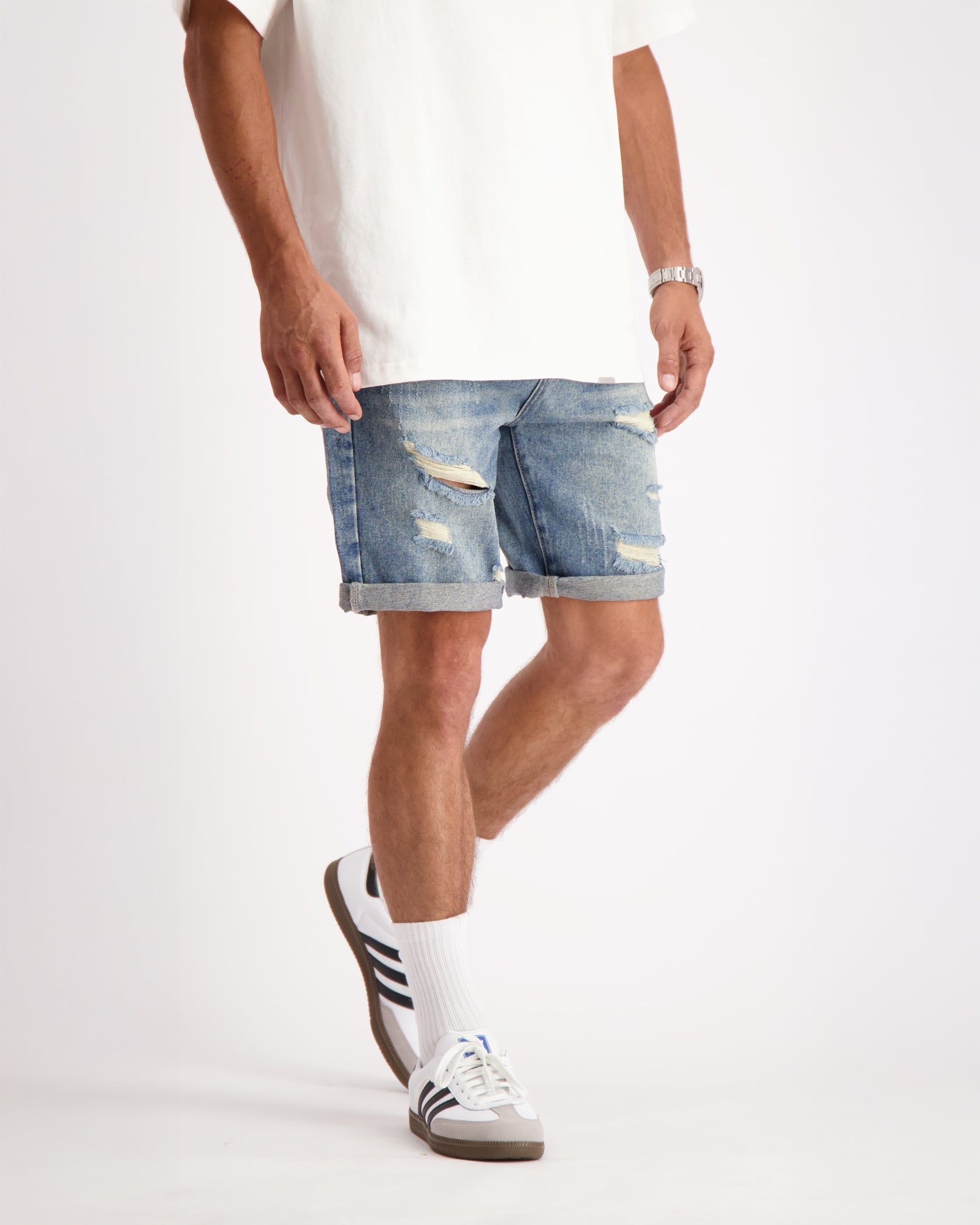 CULOTE DENIM DISTRESSED | Azul