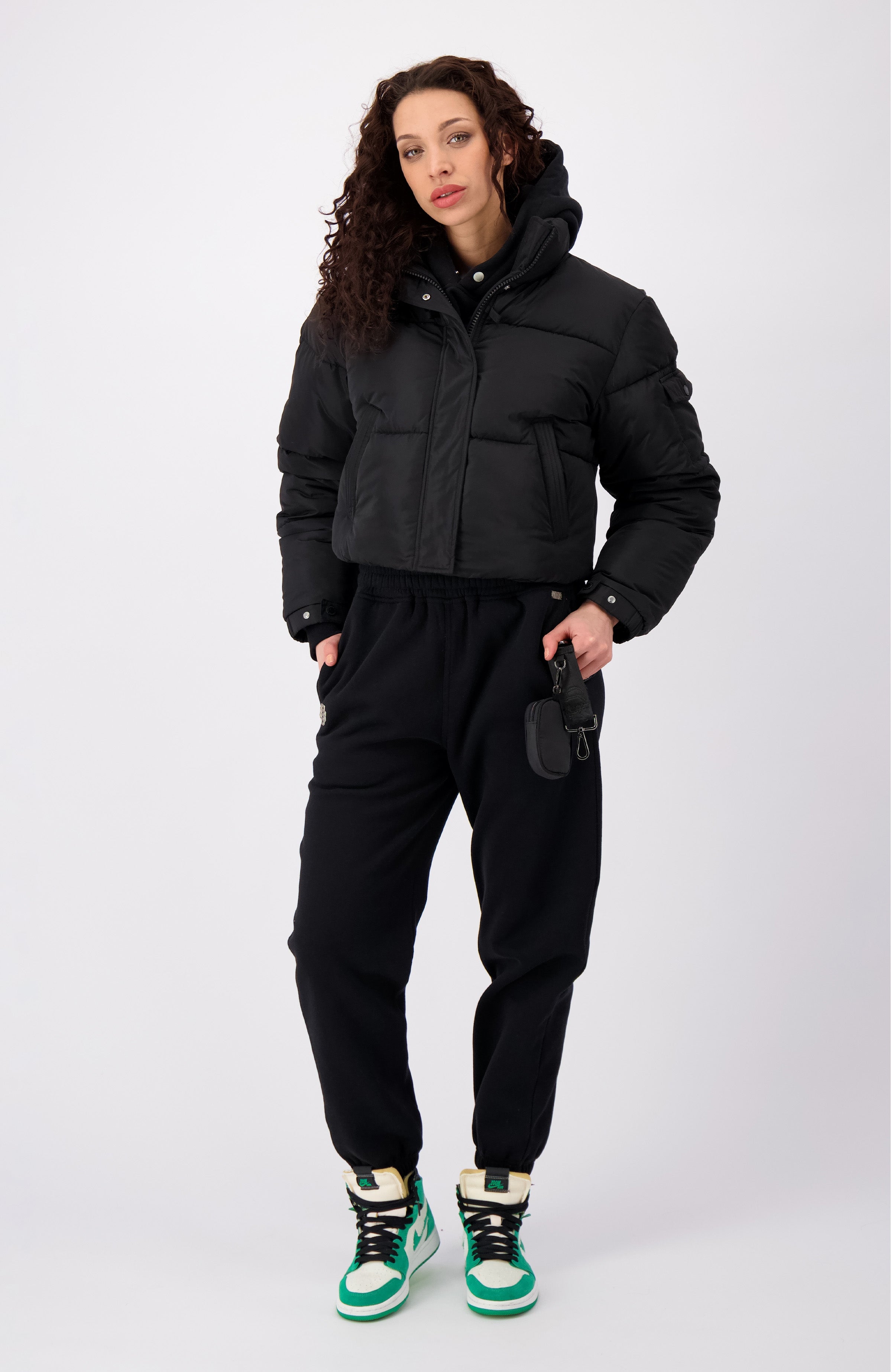 CROPPED BELT JACKET | Negro