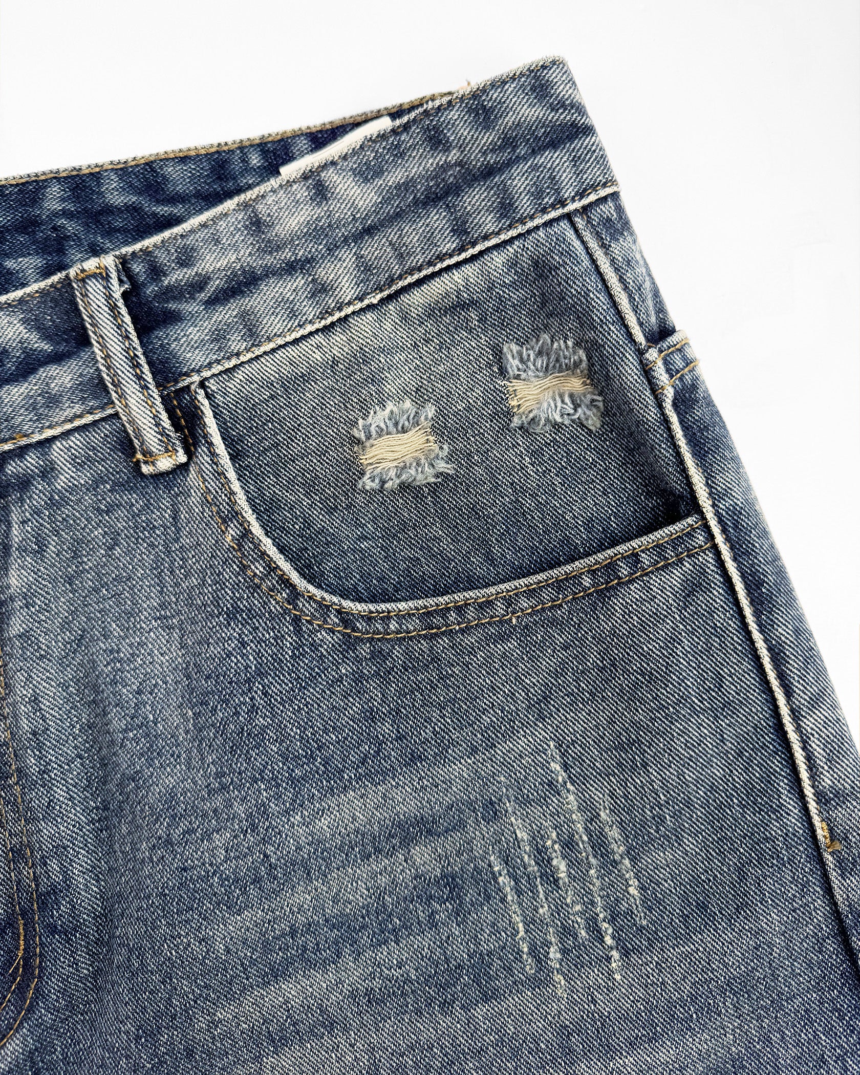 CULOTE DENIM DISTRESSED | Azul