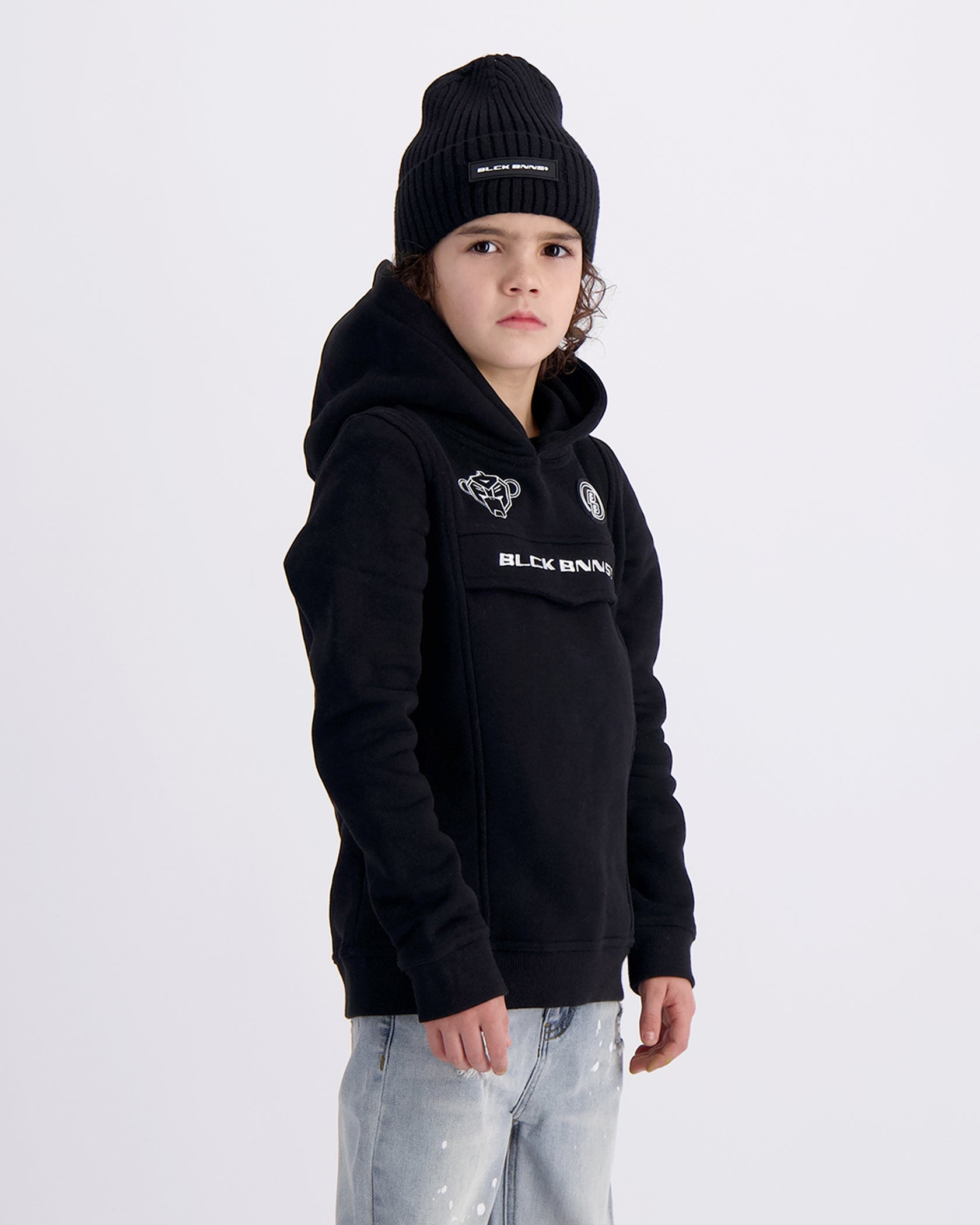 SUDADERA CON CAPUCHA PARA NIÑOS | Negro
