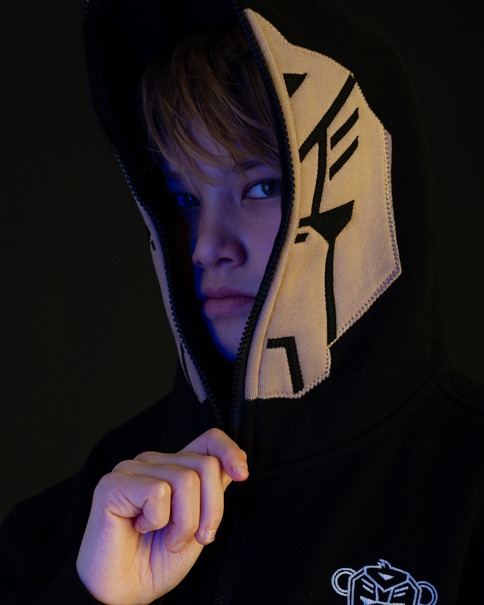 SUDADERA CON CAPUCHA Y MÁSCARA PARA NIÑOS | Negro