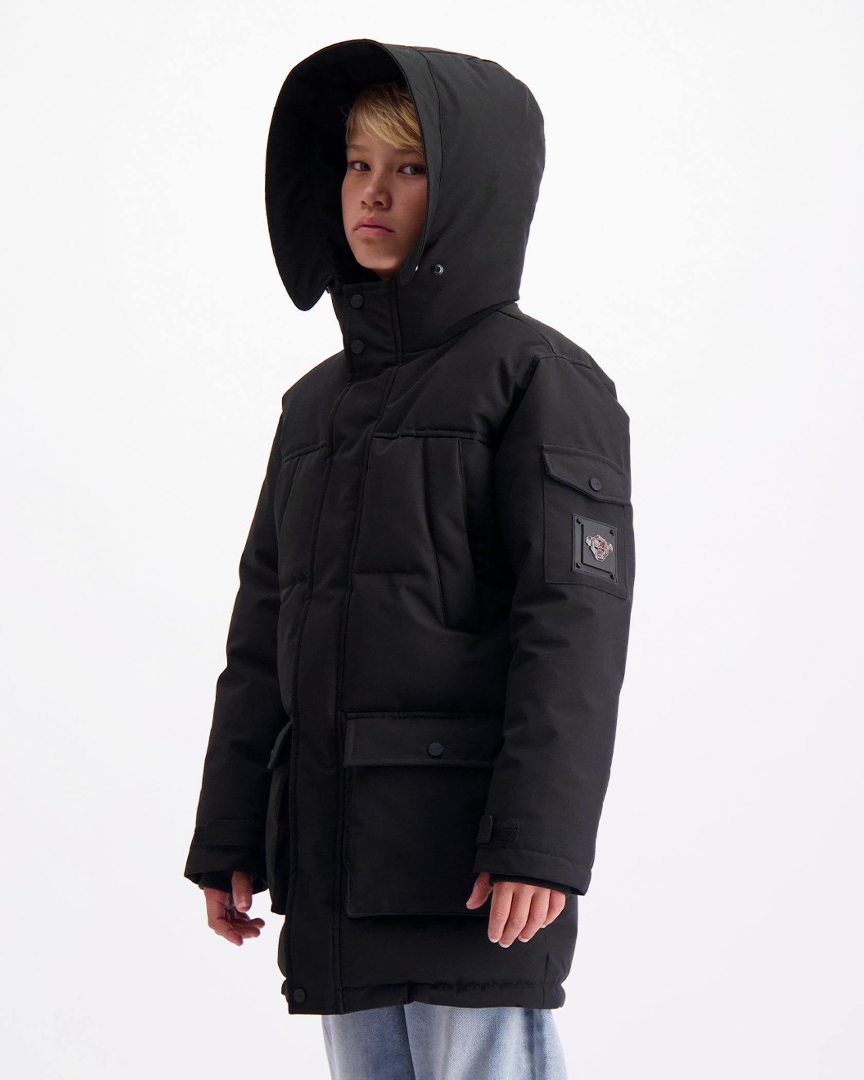 CHAQUETA PARKA DE PLATE PARA NIÑOS NEGRA