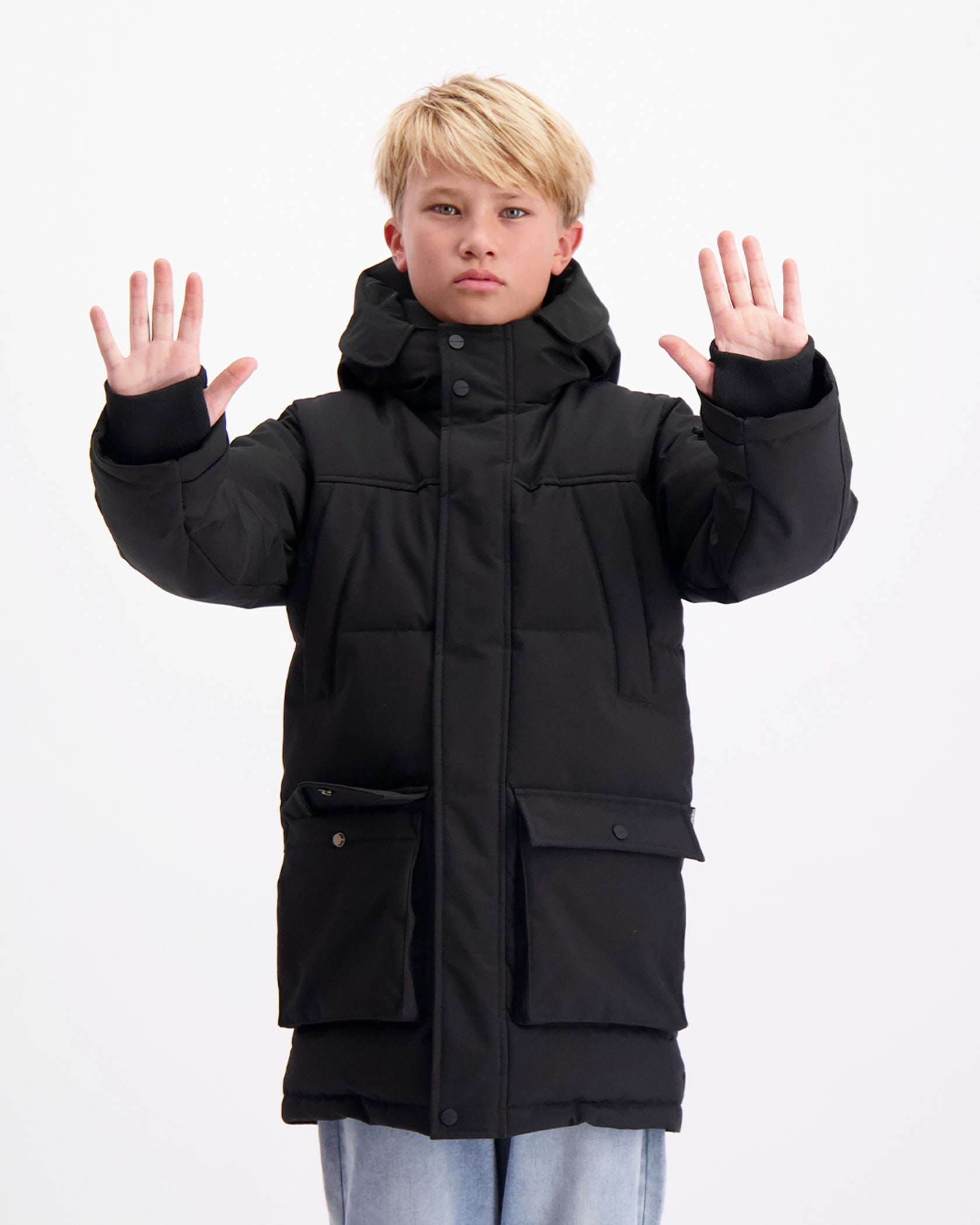 CHAQUETA PARKA DE PLATE PARA NIÑOS NEGRA