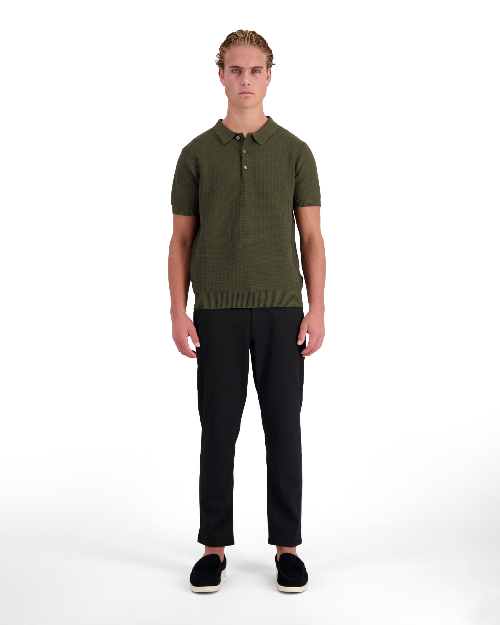 POLO DE PUNTO CON BANDAS | Verde