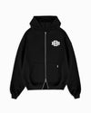 SUDADERA CON CREMALLERA RIPADA | Negra