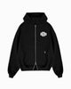 SUDADERA CON CREMALLERA RIPADA | Negra