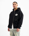 SUDADERA CON CREMALLERA RIPADA | Negra